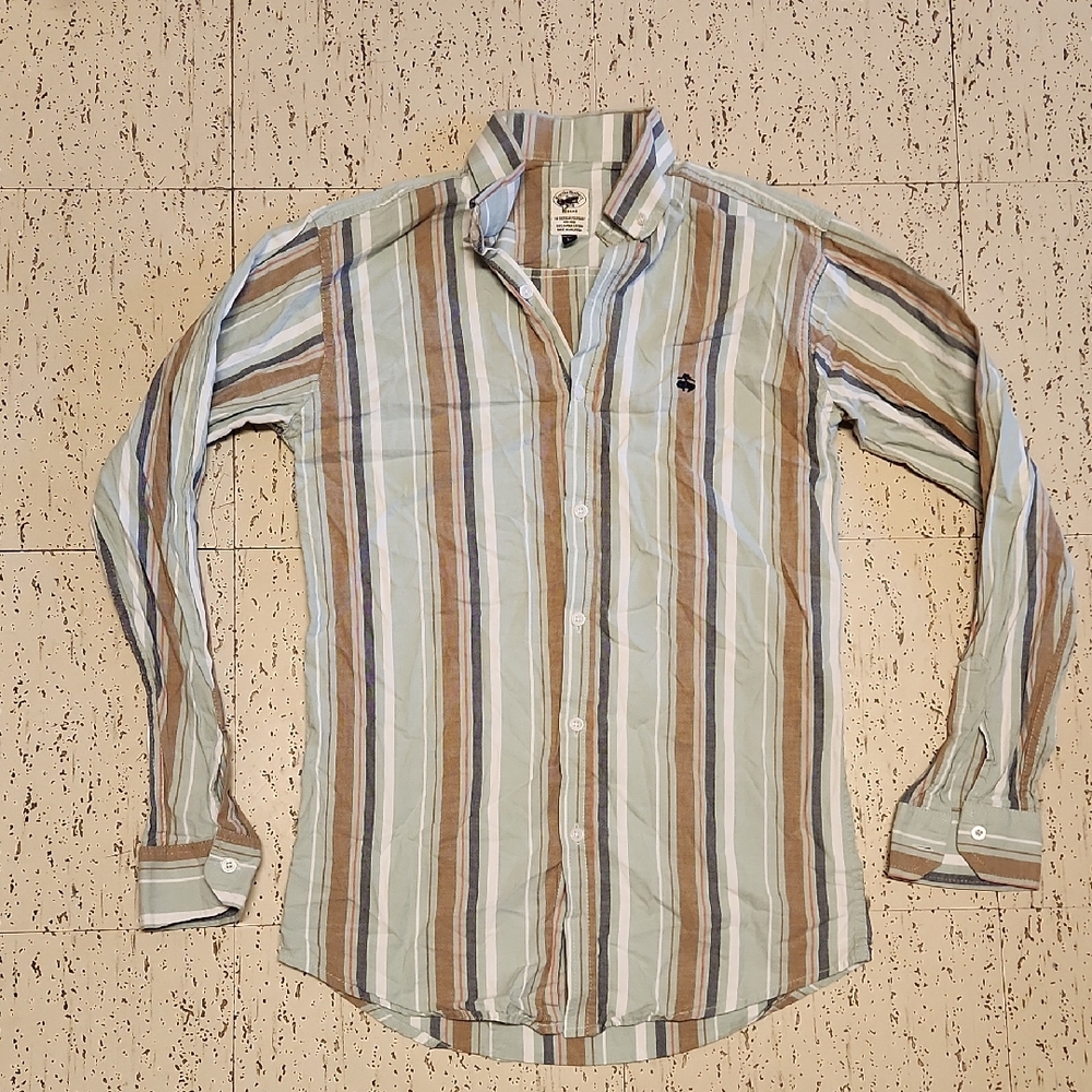 Brooks Brothers Regent Fit Stripe Button Down Long Sleeve Casual Dress Shirt